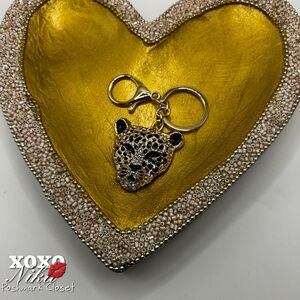 Gold tone Leopard Keychain Bag charm